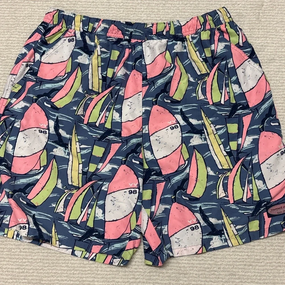Vineyard Vines Mesh Lined Swim Shorts Trunks Mens Large All‎ Over Sailboat Print